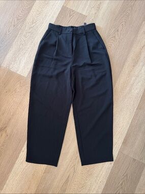 High-Rise Black Pleated Women’s Trousers